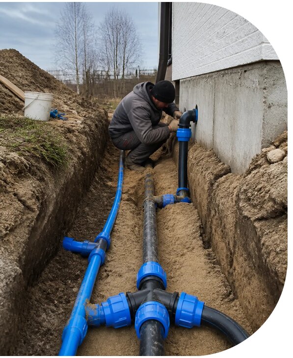 Монтаж наружного водопровода на участке под ключ в Сосногорске